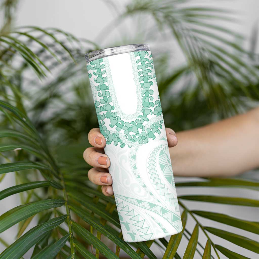 Aloha Lei Onaona Skinny Tumbler Sage Green Hawaiian Tribal Pattern