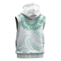 Aloha Lei Onaona Sleeveless Hoodie Sage Green Hawaiian Tribal Pattern - Polynesian Pride