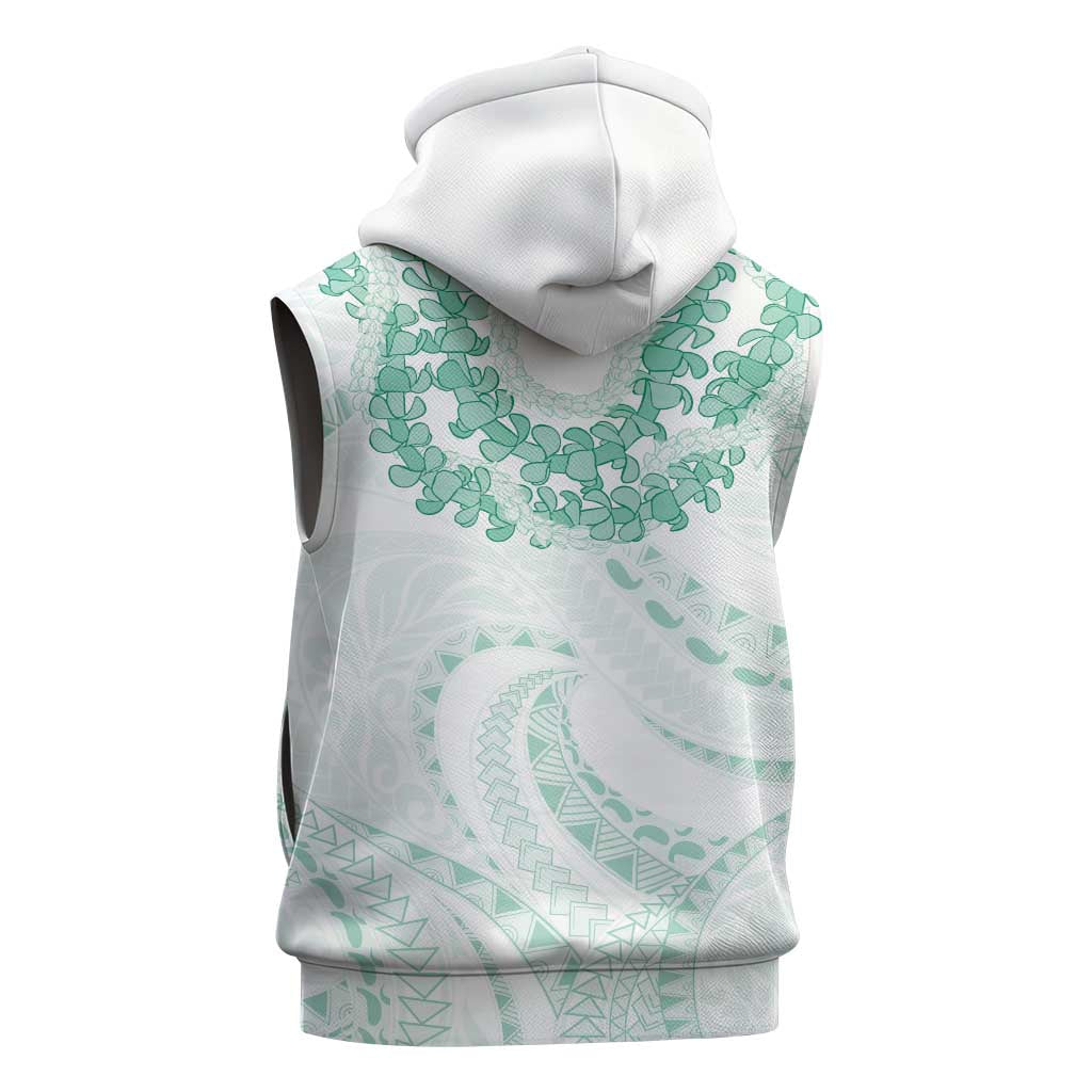 Aloha Lei Onaona Sleeveless Zip Hoodie Sage Green Hawaiian Tribal Pattern - Polynesian Pride