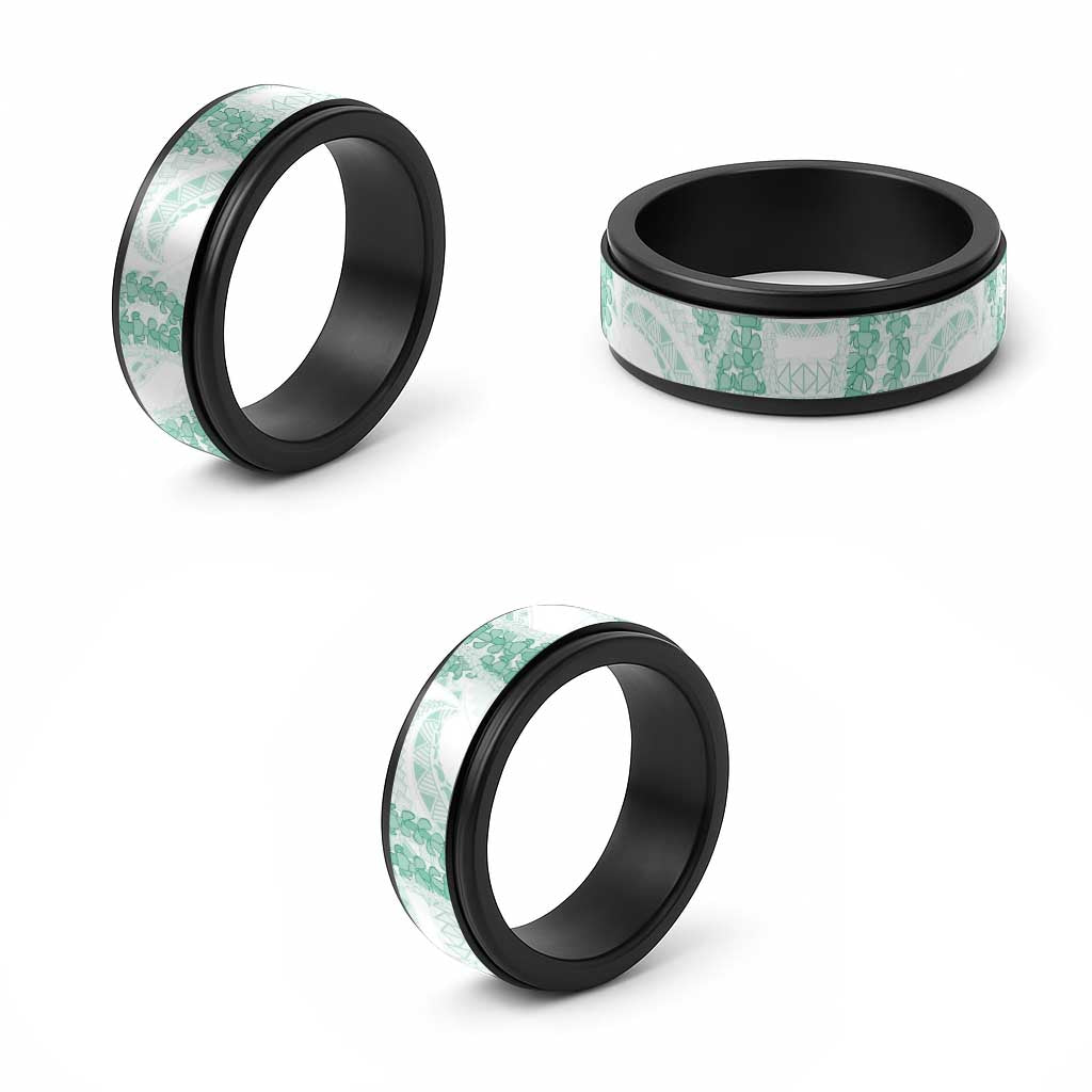 Aloha Lei Onaona Spinner Ring Sage Green Hawaiian Tribal Pattern - Polynesian Pride
