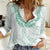 Aloha Lei Onaona Women Casual Shirt Sage Green Hawaiian Tribal Pattern