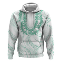 Aloha Lei Onaona Zip Hoodie Sage Green Hawaiian Tribal Pattern