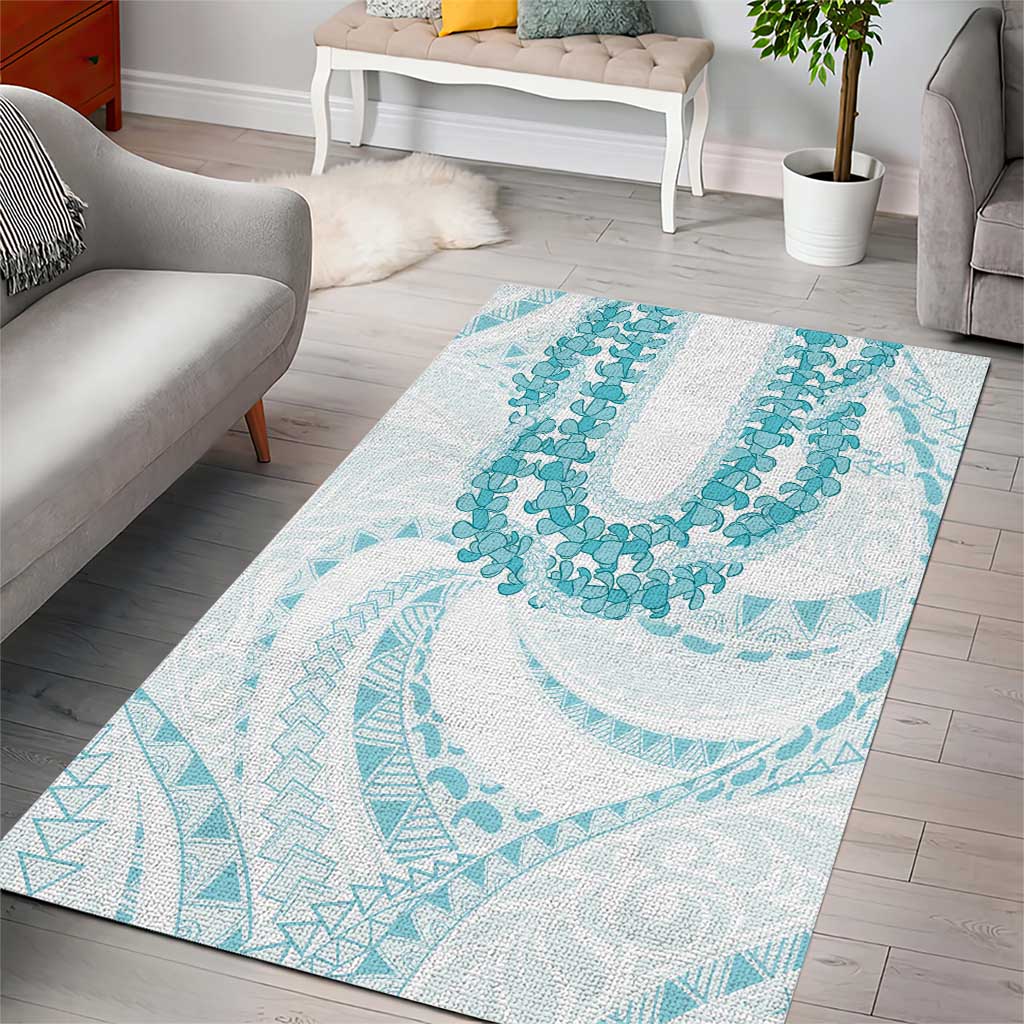 Aloha Lei Onaona Area Rug Teal Hawaiian Tribal Pattern