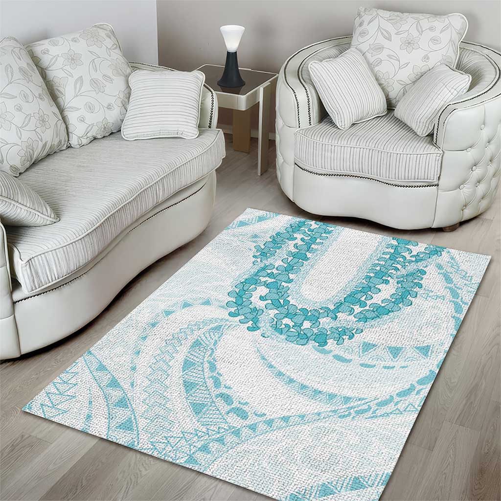 Aloha Lei Onaona Area Rug Teal Hawaiian Tribal Pattern