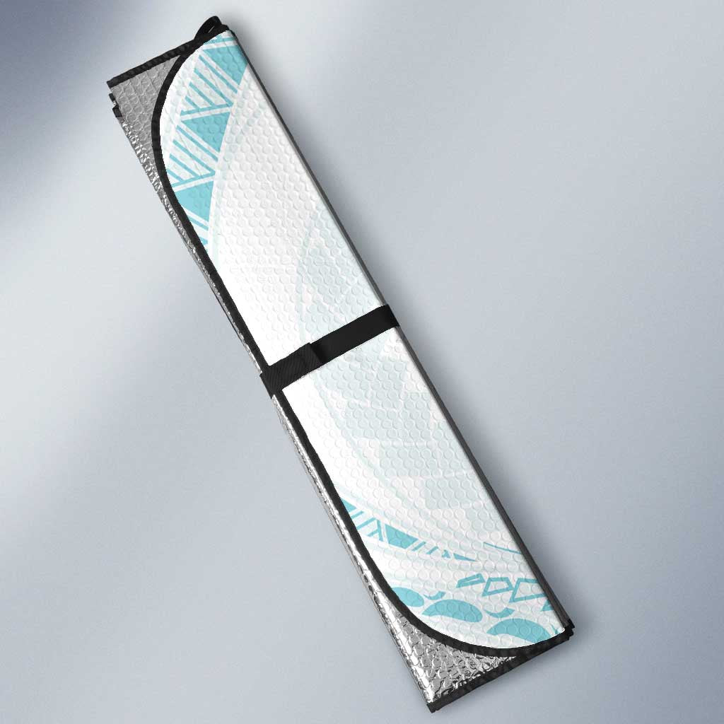 Aloha Lei Onaona Auto Sun Shade Teal Hawaiian Tribal Pattern - Polynesian Pride