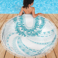 Aloha Lei Onaona Beach Blanket Teal Hawaiian Tribal Pattern