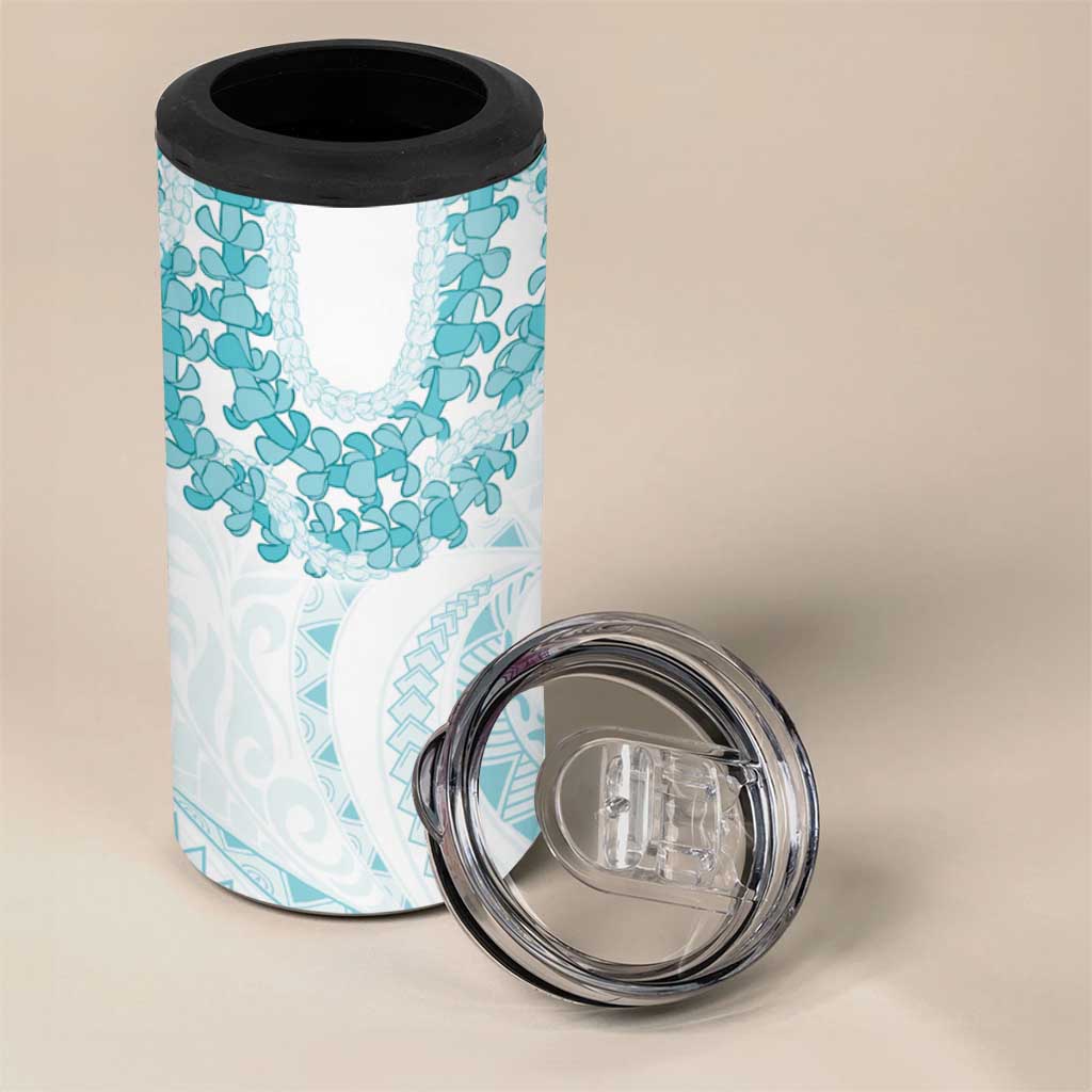 Aloha Lei Onaona 4 in 1 Can Cooler Tumbler Teal Hawaiian Tribal Pattern