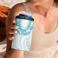 Aloha Lei Onaona 4 in 1 Can Cooler Tumbler Teal Hawaiian Tribal Pattern