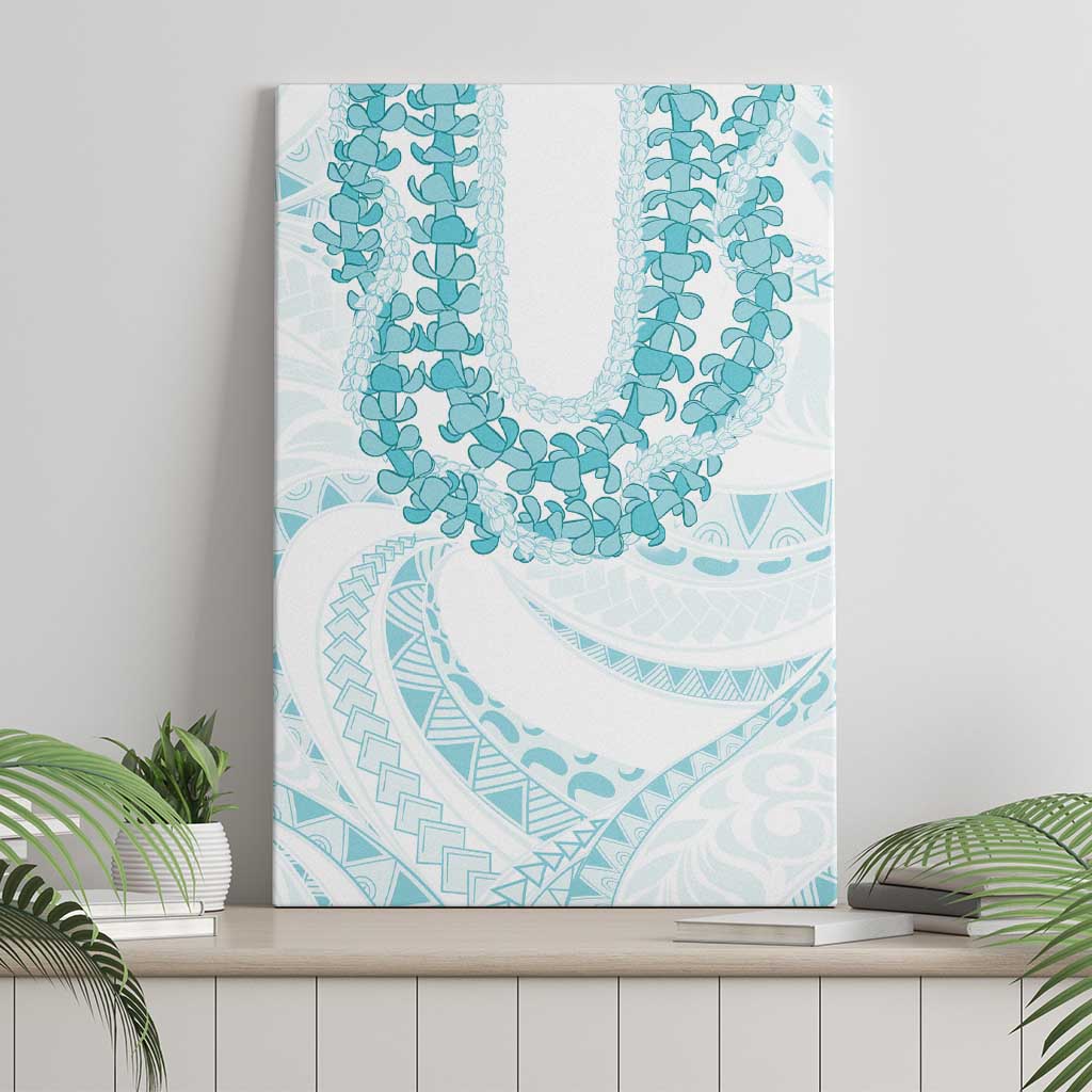 Aloha Lei Onaona Canvas Wall Art Teal Hawaiian Tribal Pattern