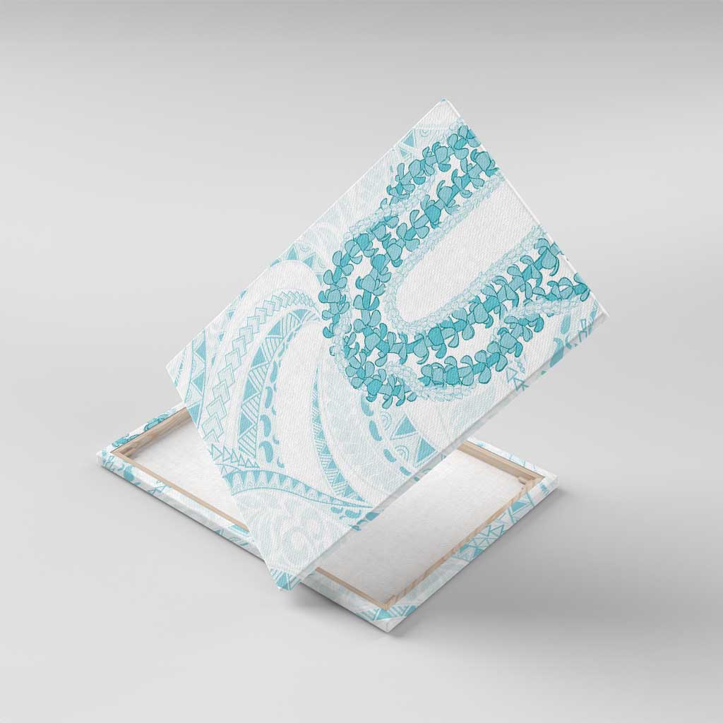 Aloha Lei Onaona Canvas Wall Art Teal Hawaiian Tribal Pattern