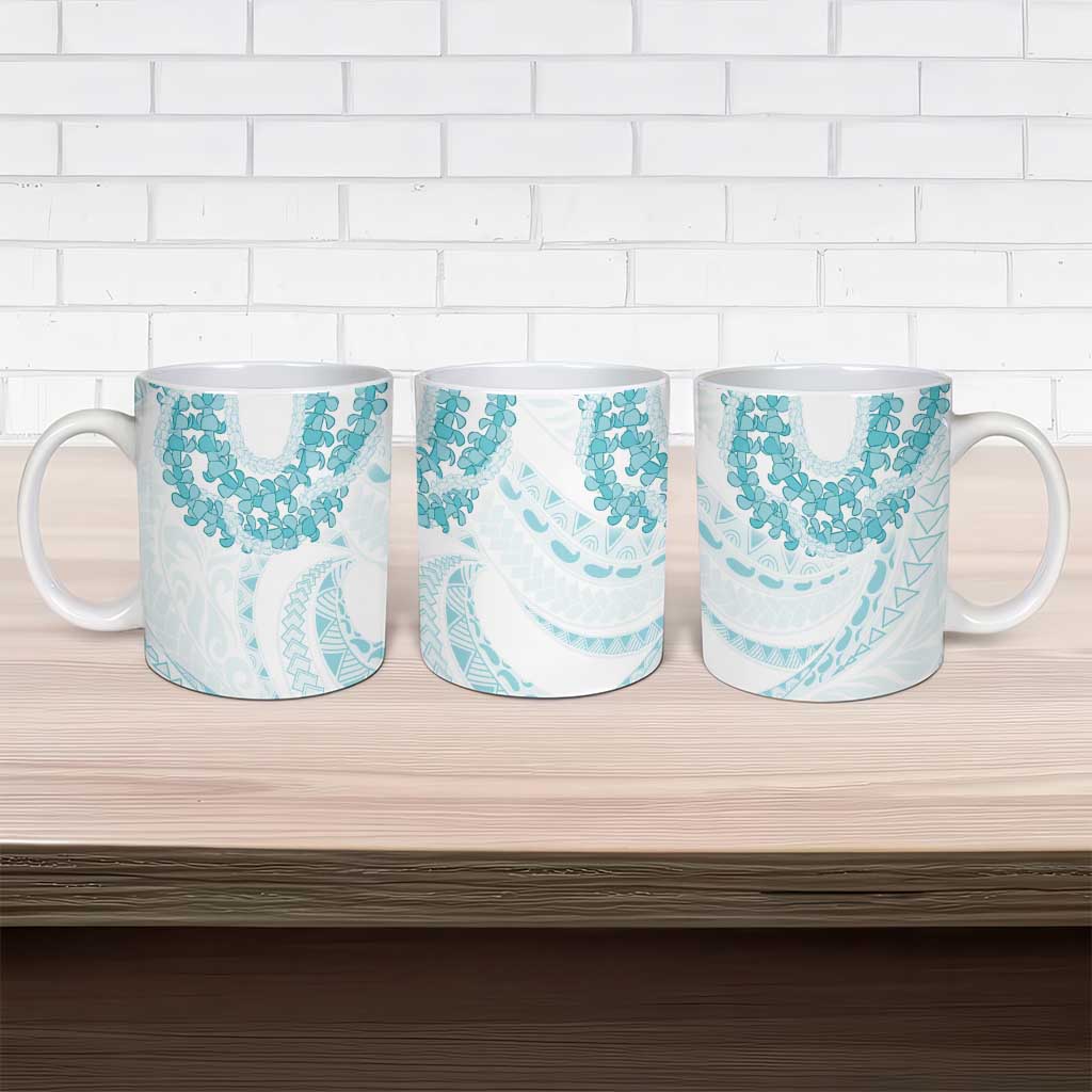 Aloha Lei Onaona Ceramic Mug Teal Hawaiian Tribal Pattern - Polynesian Pride