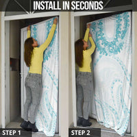 Aloha Lei Onaona Door Cover Teal Hawaiian Tribal Pattern - Polynesian Pride