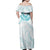 Aloha Lei Onaona Family Matching Off Shoulder Maxi Dress and Hawaiian Shirt Teal Hawaiian Tribal Pattern