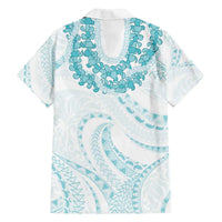 Aloha Lei Onaona Family Matching Puletasi and Hawaiian Shirt Teal Hawaiian Tribal Pattern