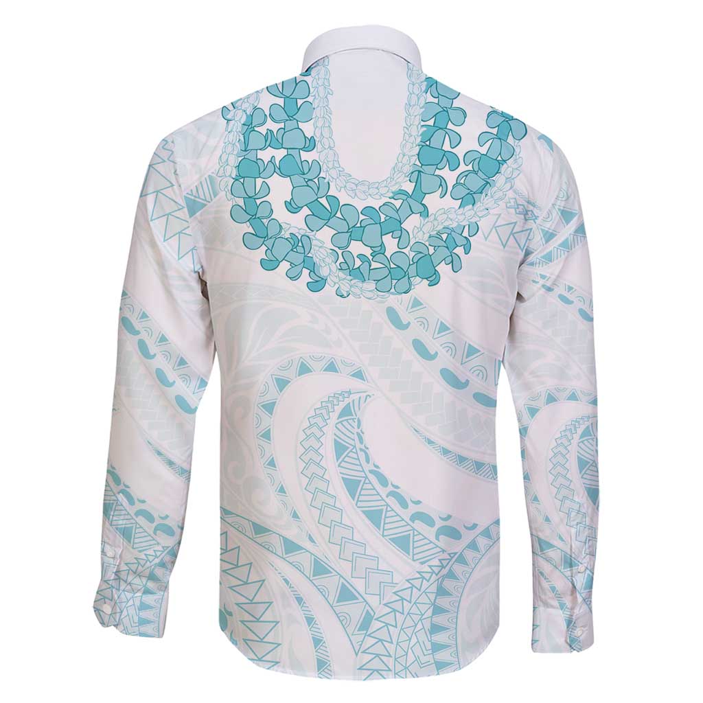 Aloha Lei Onaona Family Matching Puletasi and Hawaiian Shirt Teal Hawaiian Tribal Pattern