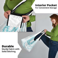 Aloha Lei Onaona Grocery Bag Teal Hawaiian Tribal Pattern