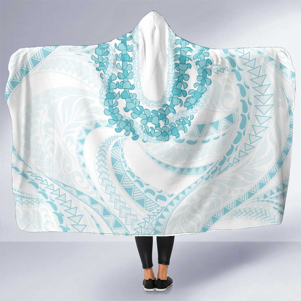 Aloha Lei Onaona Hooded Blanket Teal Hawaiian Tribal Pattern