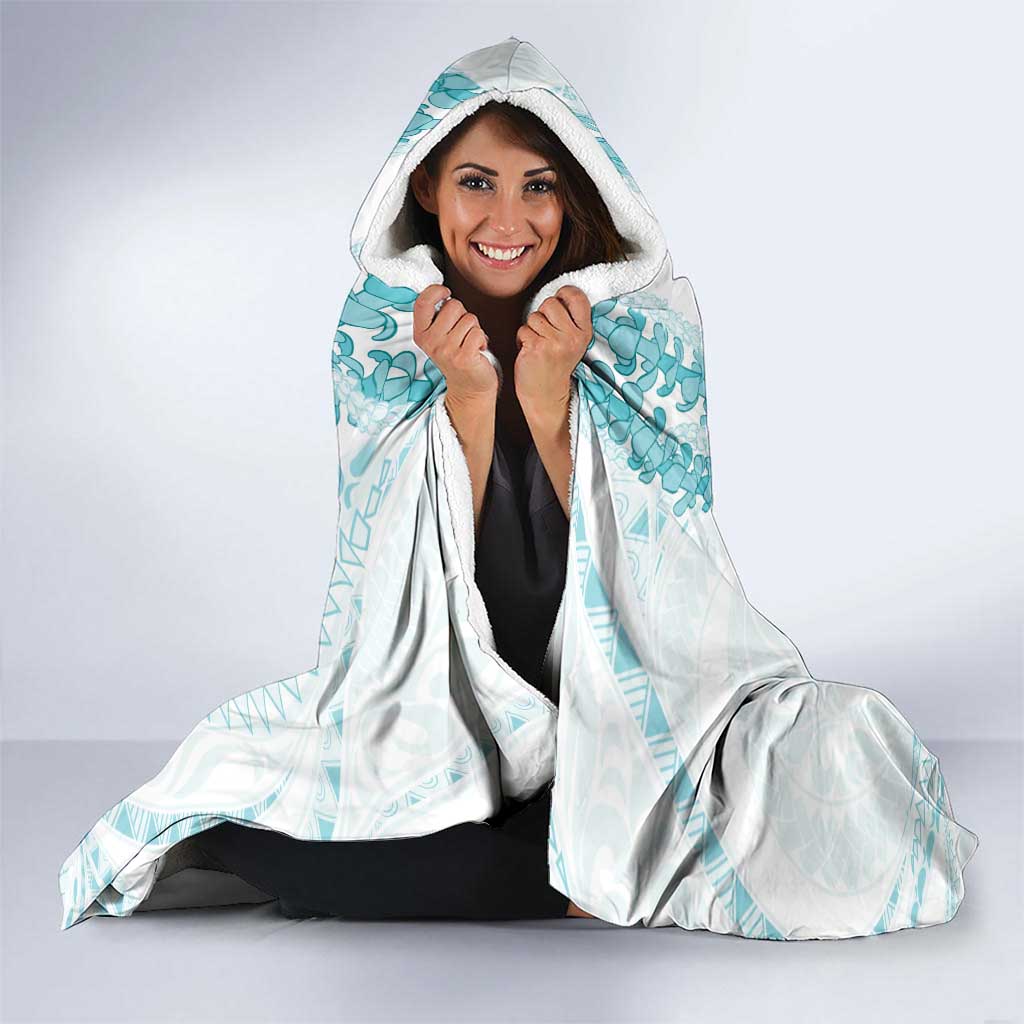 Aloha Lei Onaona Hooded Blanket Teal Hawaiian Tribal Pattern