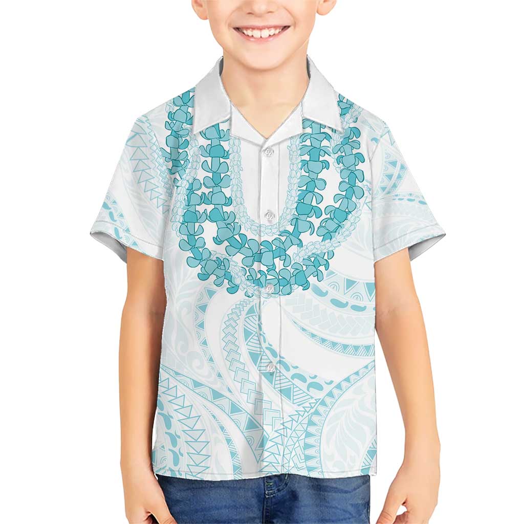 Aloha Lei Onaona Kid Hawaiian Shirt Teal Hawaiian Tribal Pattern