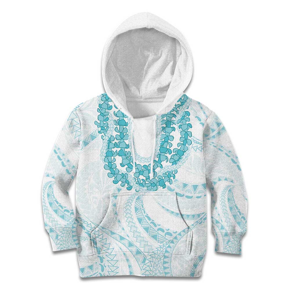 Aloha Lei Onaona Kid Hoodie Teal Hawaiian Tribal Pattern