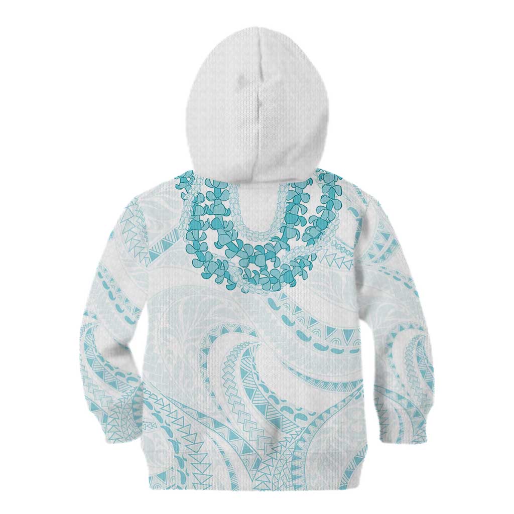 Aloha Lei Onaona Kid Hoodie Teal Hawaiian Tribal Pattern