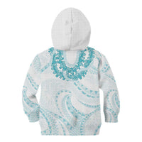 Aloha Lei Onaona Kid Hoodie Teal Hawaiian Tribal Pattern