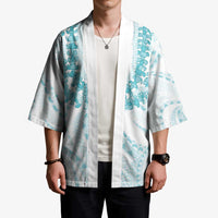 Aloha Lei Onaona Kimono Teal Hawaiian Tribal Pattern - Polynesian Pride