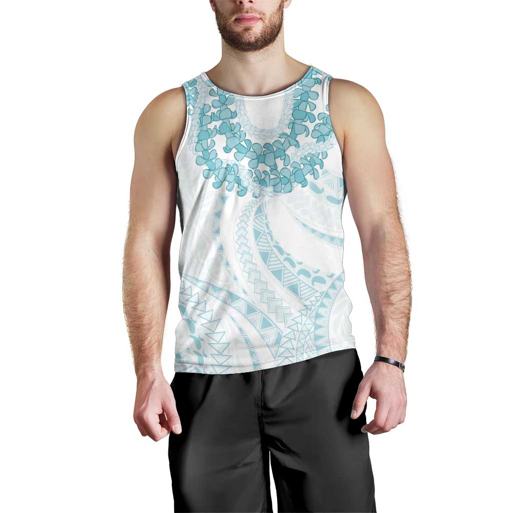 Aloha Lei Onaona Men Tank Top Teal Hawaiian Tribal Pattern