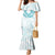 Aloha Lei Onaona Mermaid Dress Teal Hawaiian Tribal Pattern
