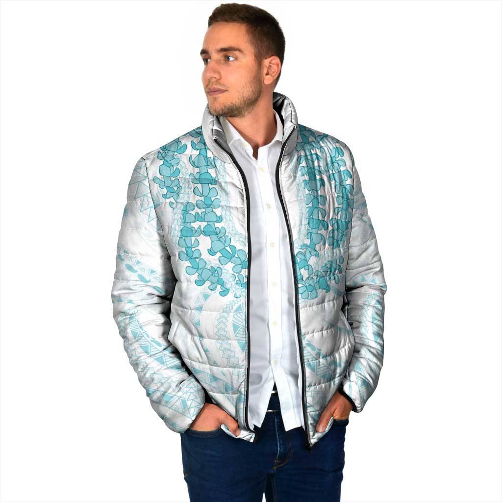 Aloha Lei Onaona Padded Jacket Teal Hawaiian Tribal Pattern - Polynesian Pride