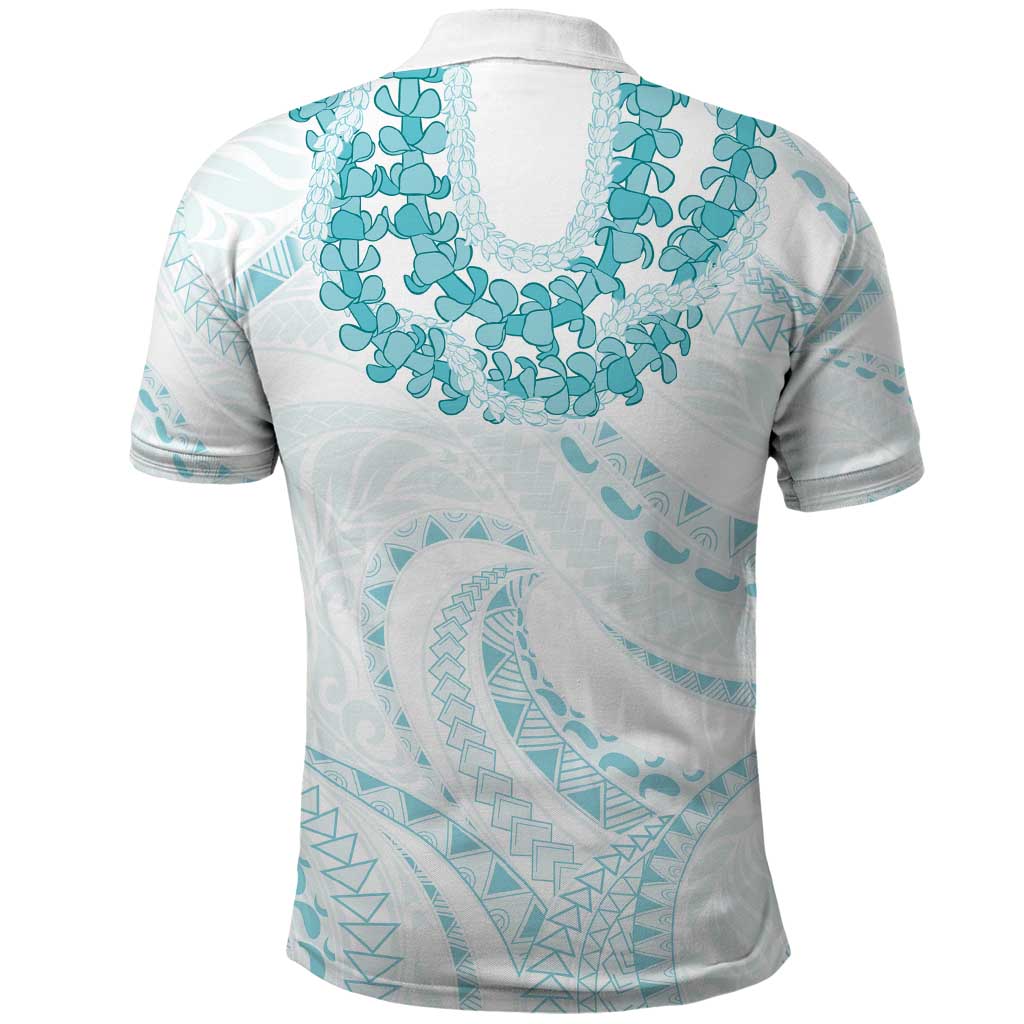 Aloha Lei Onaona Polo Shirt Teal Hawaiian Tribal Pattern