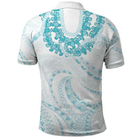 Aloha Lei Onaona Polo Shirt Teal Hawaiian Tribal Pattern