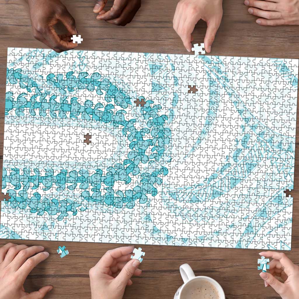 Aloha Lei Onaona Puzzle Teal Hawaiian Tribal Pattern - Polynesian Pride