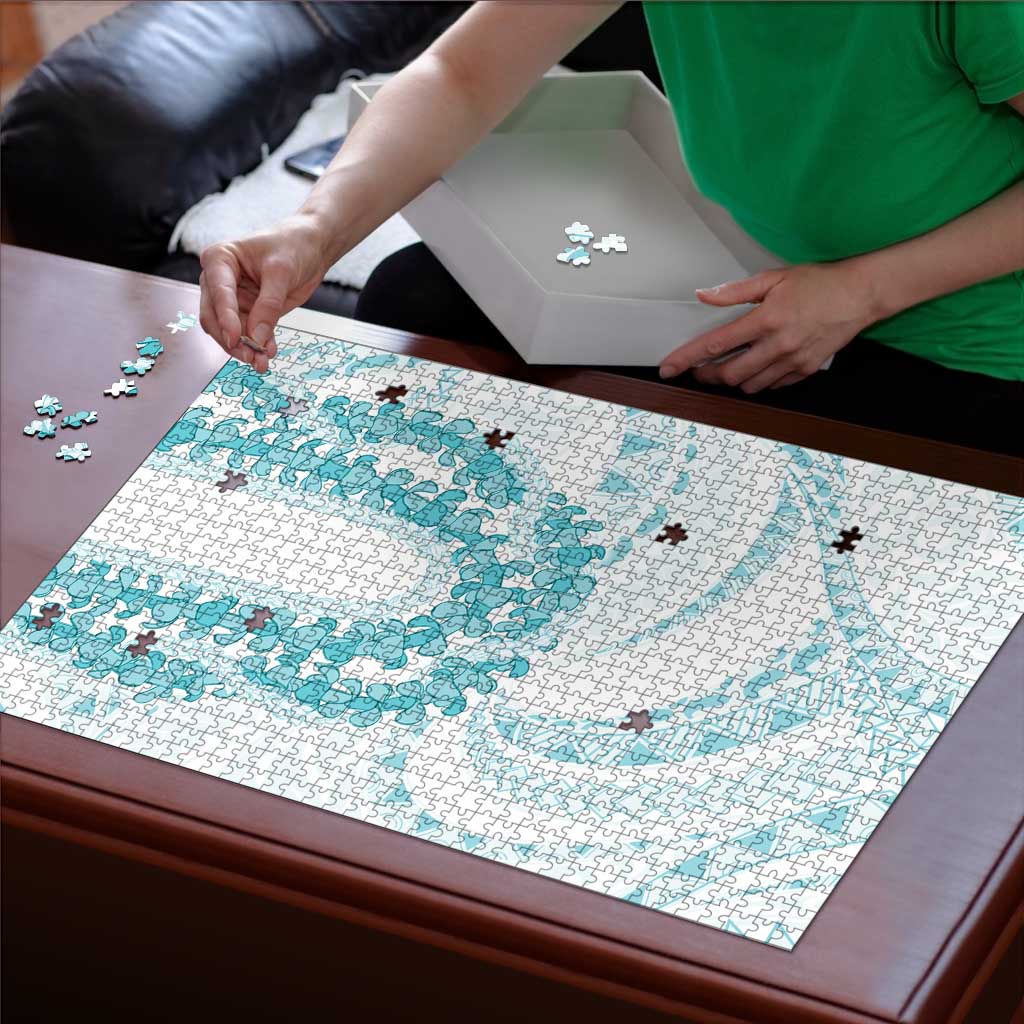 Aloha Lei Onaona Puzzle Teal Hawaiian Tribal Pattern - Polynesian Pride