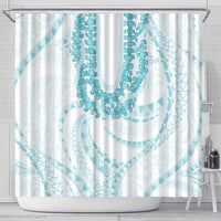 Aloha Lei Onaona Shower Curtain Teal Hawaiian Tribal Pattern