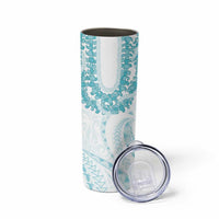 Aloha Lei Onaona Skinny Tumbler Teal Hawaiian Tribal Pattern