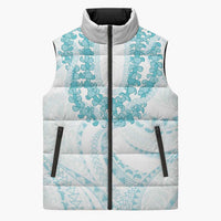 Aloha Lei Onaona Sleeveless Puffer Jacket Teal Hawaiian Tribal Pattern - Polynesian Pride