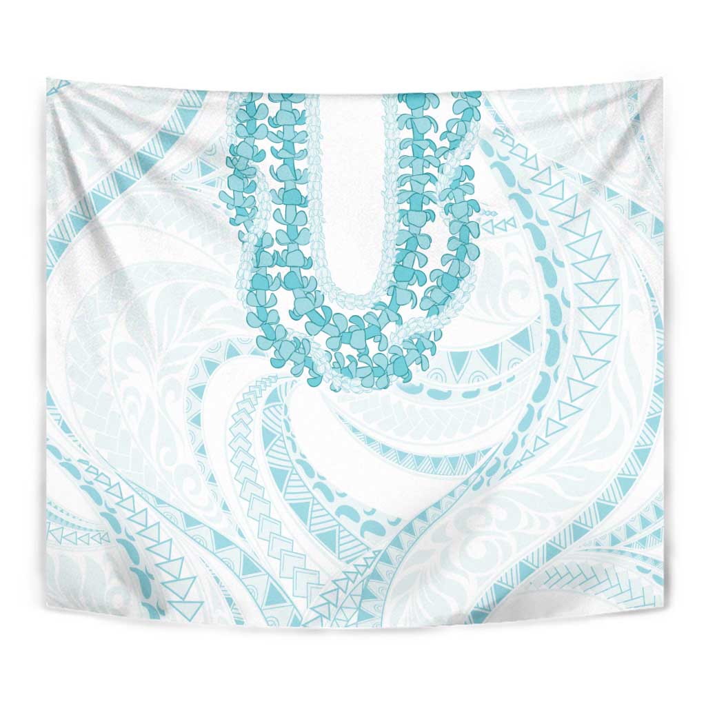 Aloha Lei Onaona Tapestry Teal Hawaiian Tribal Pattern