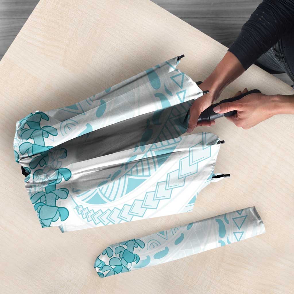 Aloha Lei Onaona Umbrella Teal Hawaiian Tribal Pattern - Polynesian Pride