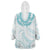 Aloha Lei Onaona Wearable Blanket Hoodie Teal Hawaiian Tribal Pattern