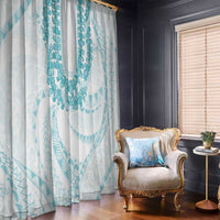 Aloha Lei Onaona Window Curtain Teal Hawaiian Tribal Pattern