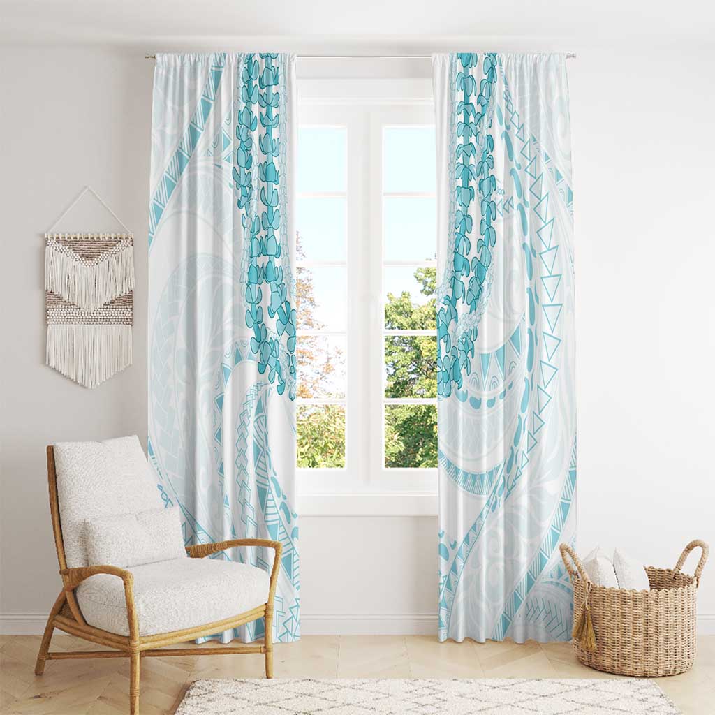 Aloha Lei Onaona Window Curtain Teal Hawaiian Tribal Pattern
