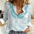 Aloha Lei Onaona Women Casual Shirt Teal Hawaiian Tribal Pattern