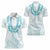 Aloha Lei Onaona Women Polo Shirt Teal Hawaiian Tribal Pattern
