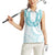 Aloha Lei Onaona Women Sleeveless Polo Shirt Teal Hawaiian Tribal Pattern