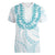 Aloha Lei Onaona Women V-Neck T-Shirt Teal Hawaiian Tribal Pattern