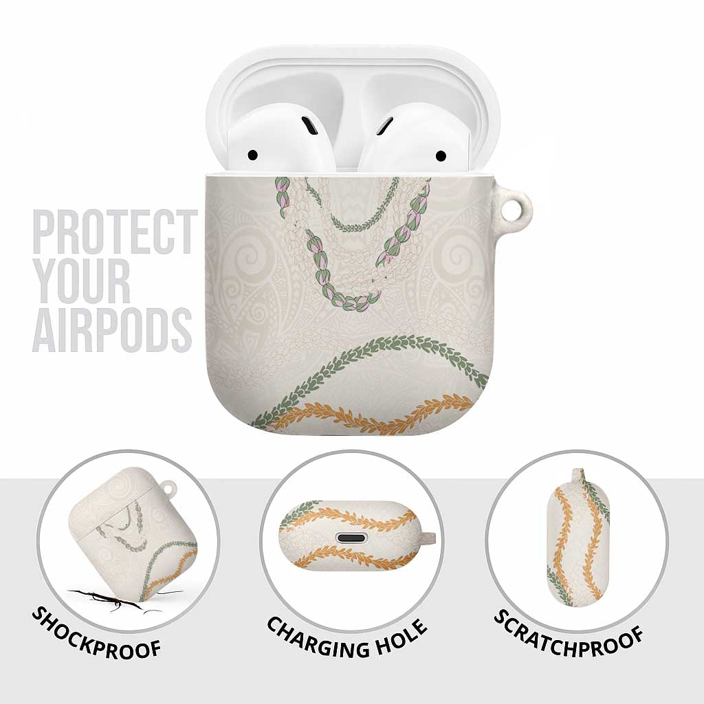 Aloha Lei Mikioi AirPods Case Beige Polynesian Tribal Tatau Pattern - Polynesian Pride