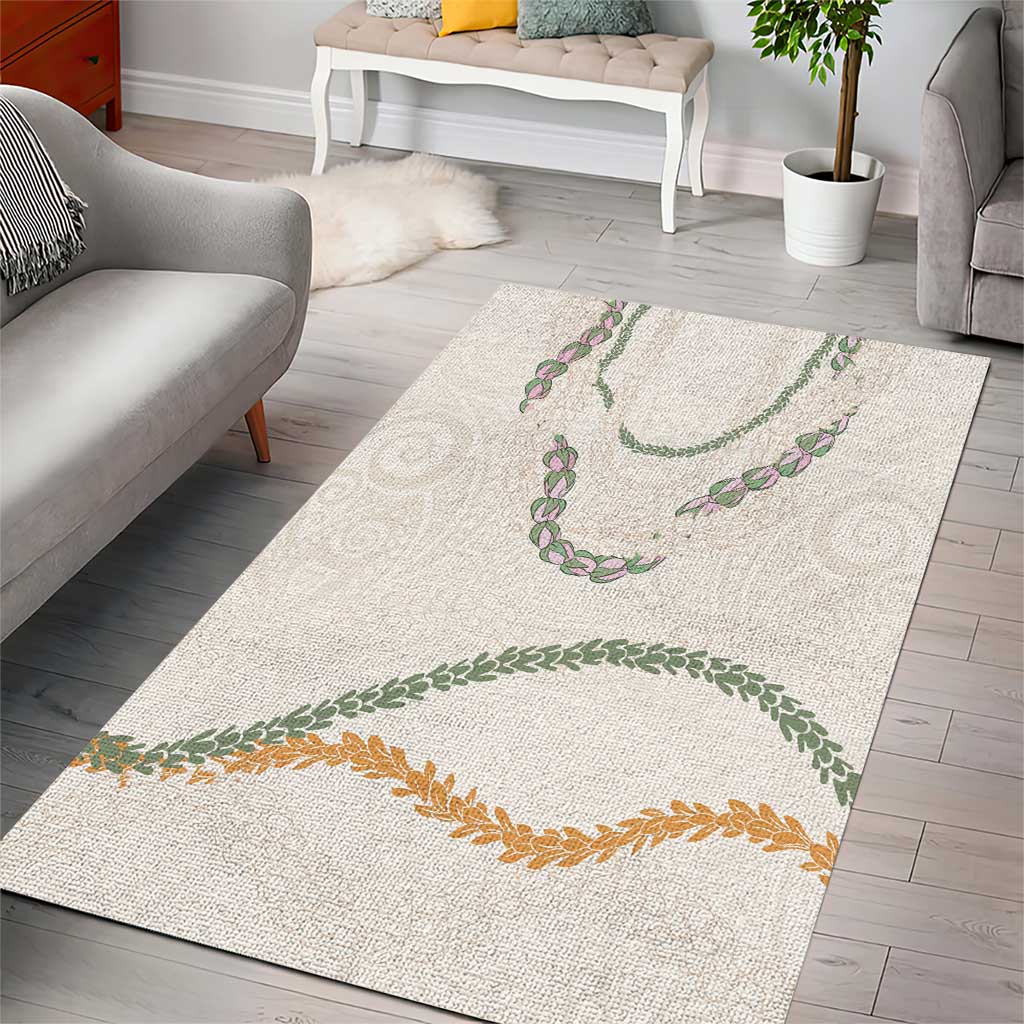 Aloha Lei Mikioi Area Rug Beige Polynesian Tribal Tatau Pattern