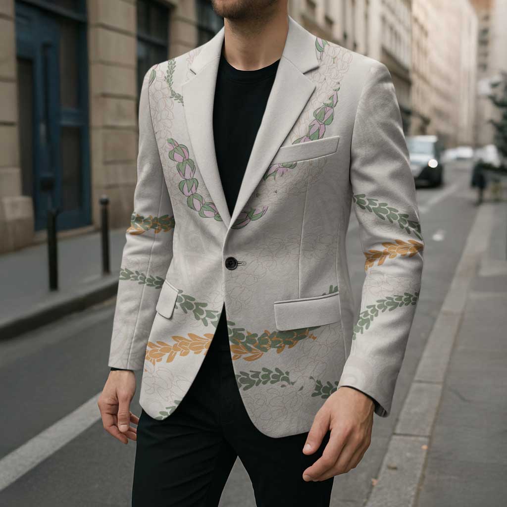 Aloha Lei Mikioi Blazer Beige Polynesian Tribal Tatau Pattern - Polynesian Pride