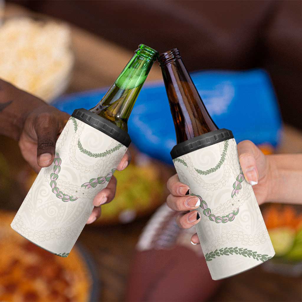 Aloha Lei Mikioi 4 in 1 Can Cooler Tumbler Beige Polynesian Tribal Tatau Pattern